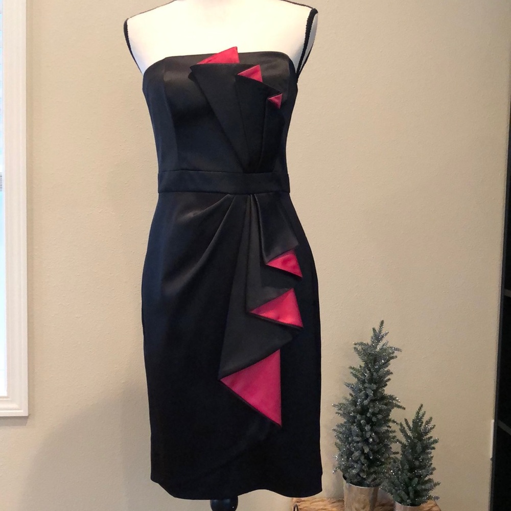 White House Black Market Strapless Black and Pink Dress